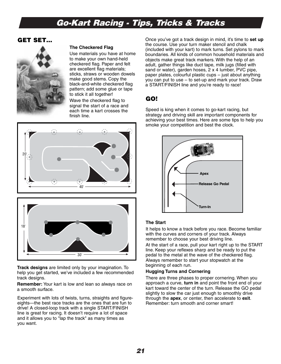 Go-kart racing - tips, tricks & tracks, Get set… go | Fisher-Price HOT WHEELS C0532 User Manual | Page 21 / 28