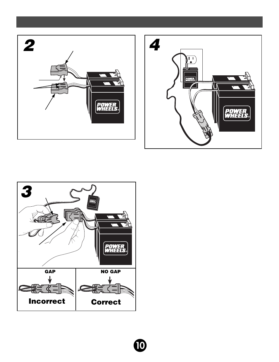 Battery charging, Incorrect correct | Fisher-Price JEEP AFTERSHOCK 74270 User Manual | Page 10 / 36