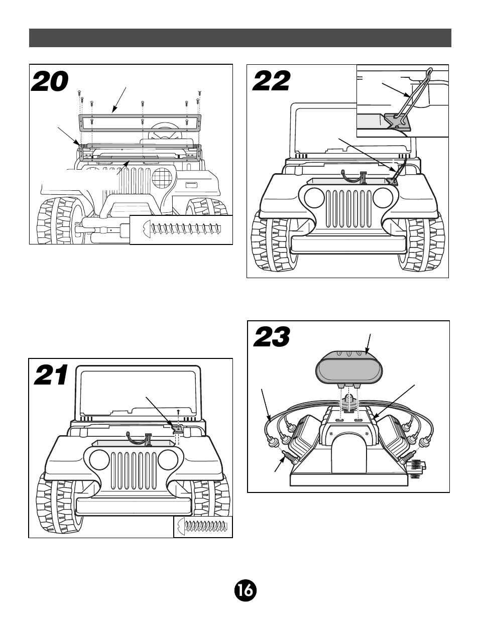 Assembly | Fisher-Price JEEP AFTERSHOCK 74270 User Manual | Page 16 / 36