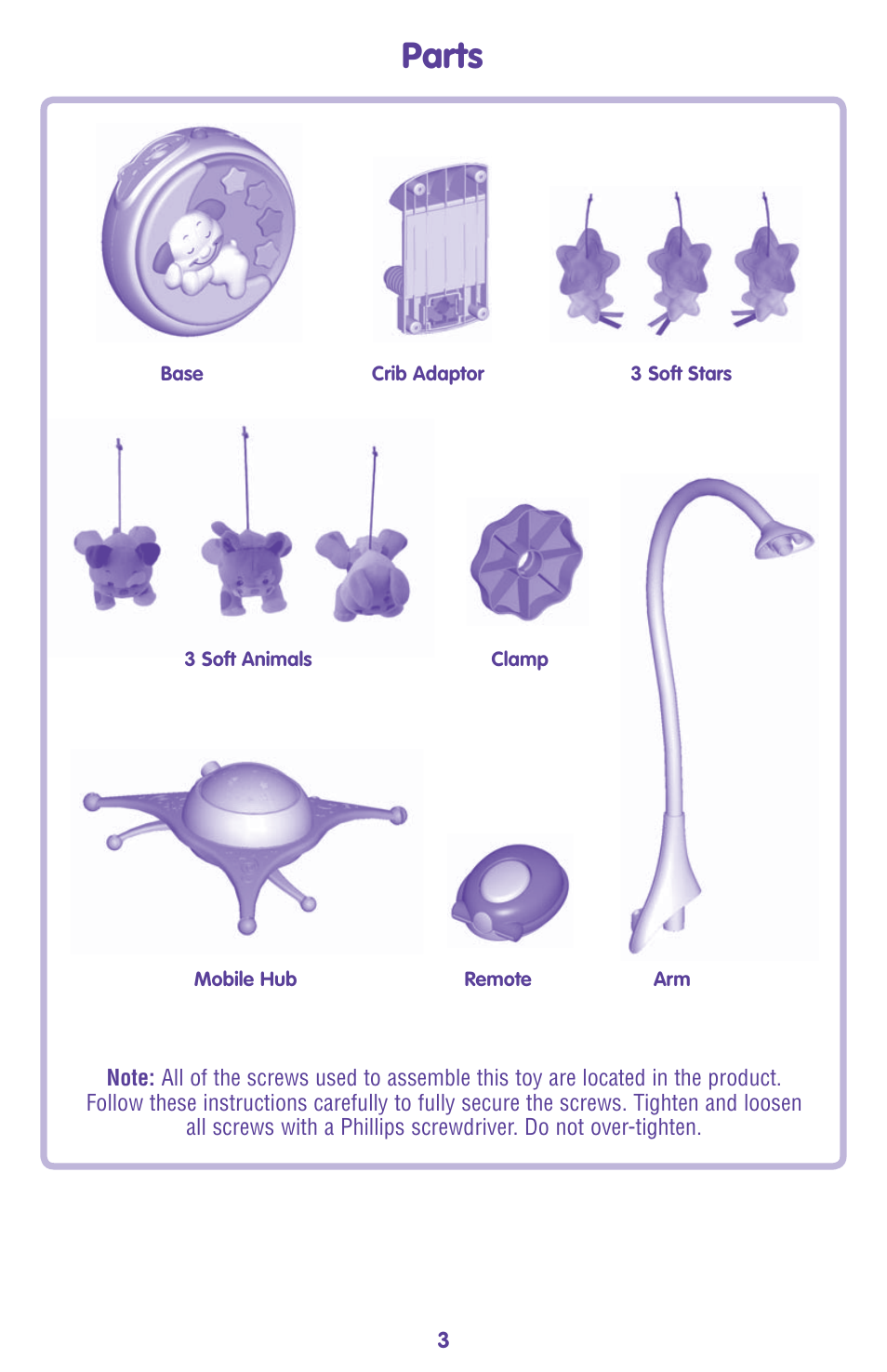 Parts | Fisher-Price L7334 User Manual | Page 3 / 12