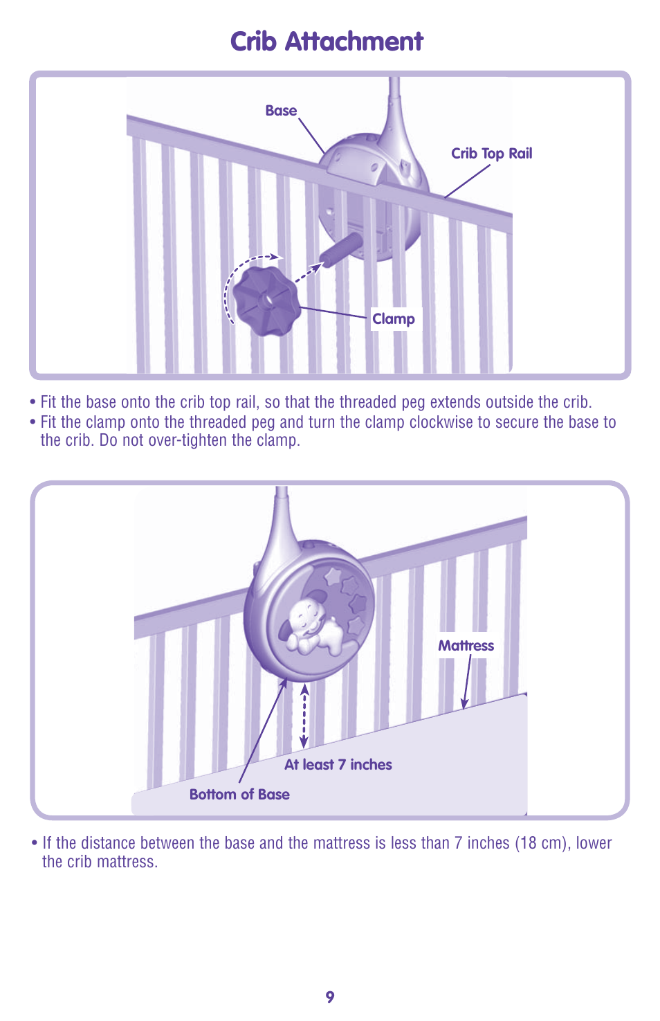 Crib attachment | Fisher-Price L7334 User Manual | Page 9 / 12