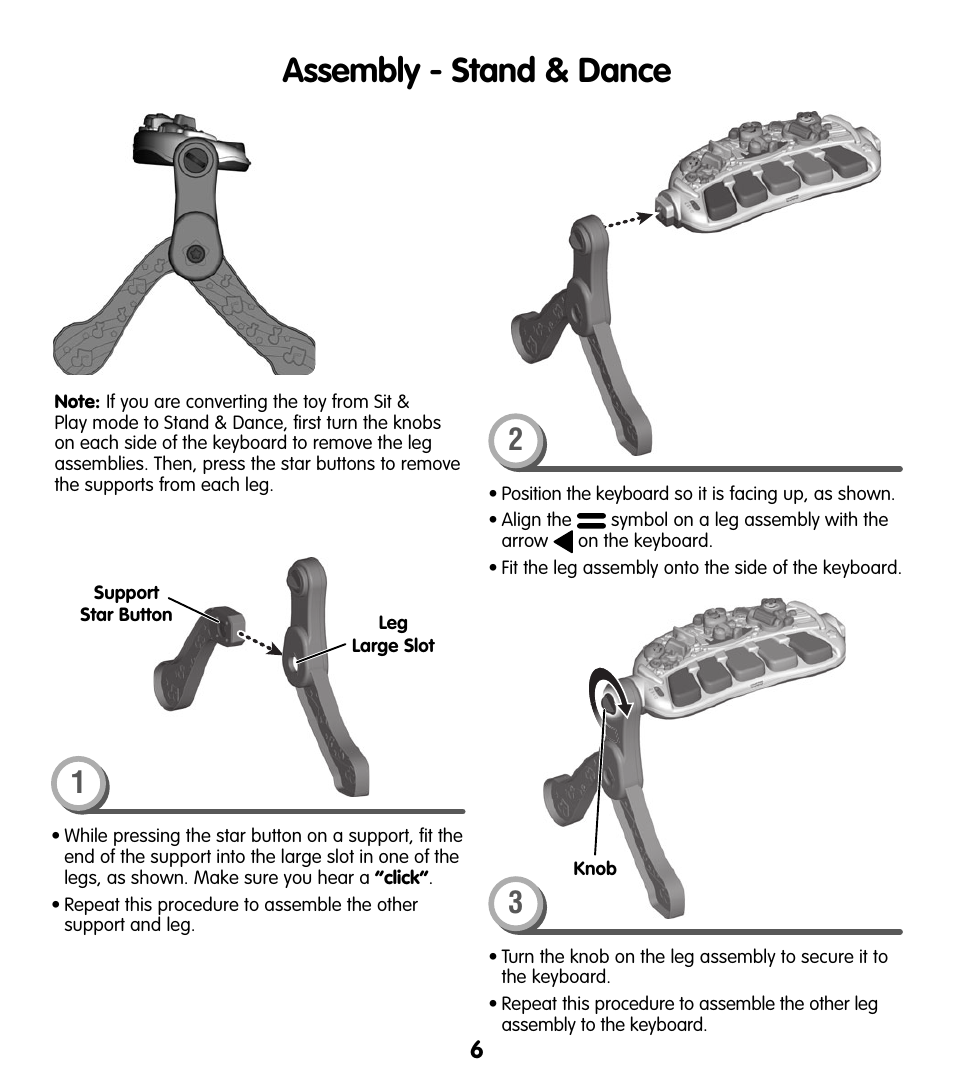 Assembly - stand & dance | Fisher-Price T5124 User Manual | Page 6 / 16