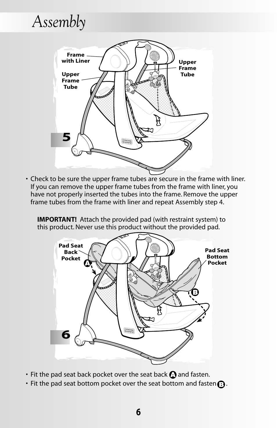 Assembly | Fisher-Price DELUXE TAKE-ALONG 79618 User Manual | Page 6 / 20