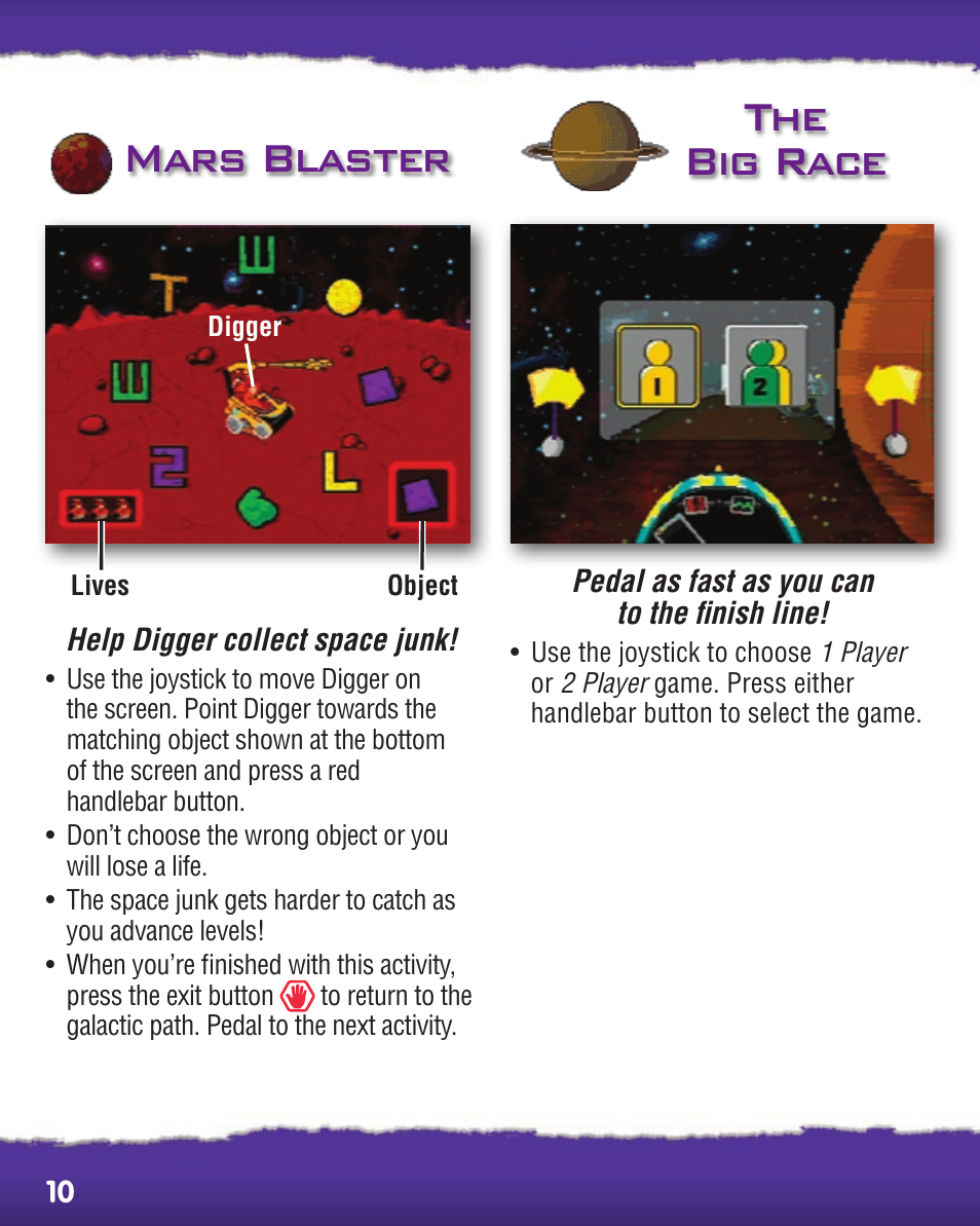 The big race, Mars blaster | Fisher-Price SMART CYCLE EXTREME P8895 User Manual | Page 10 / 20