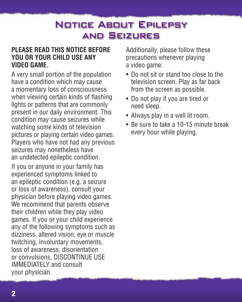 Notice about epilepsy and seizures | Fisher-Price SMART CYCLE EXTREME P8895 User Manual | Page 2 / 20