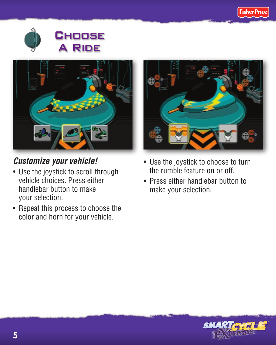 Choose a ride | Fisher-Price SMART CYCLE EXTREME P8895 User Manual | Page 5 / 20