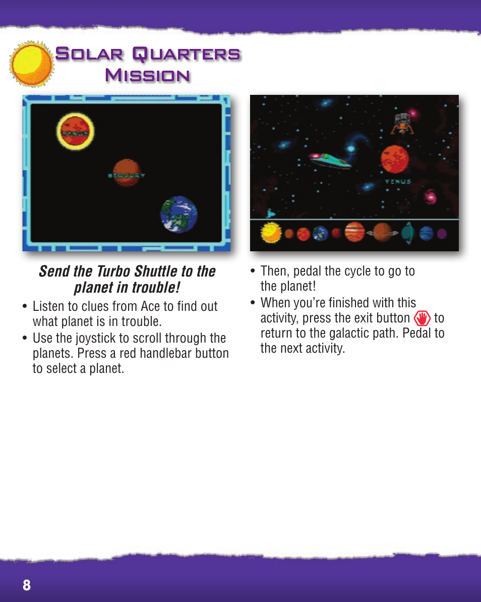 Solar quarters mission | Fisher-Price SMART CYCLE EXTREME P8895 User Manual | Page 8 / 20