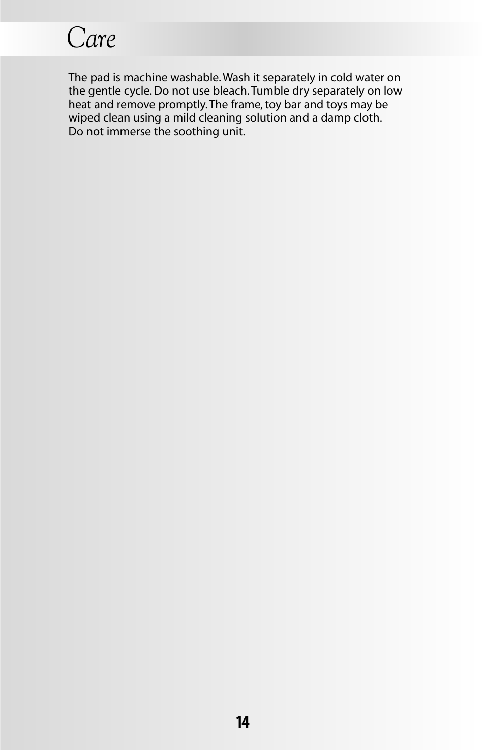Care | Fisher-Price COVER'N PLAY 79619 User Manual | Page 14 / 16