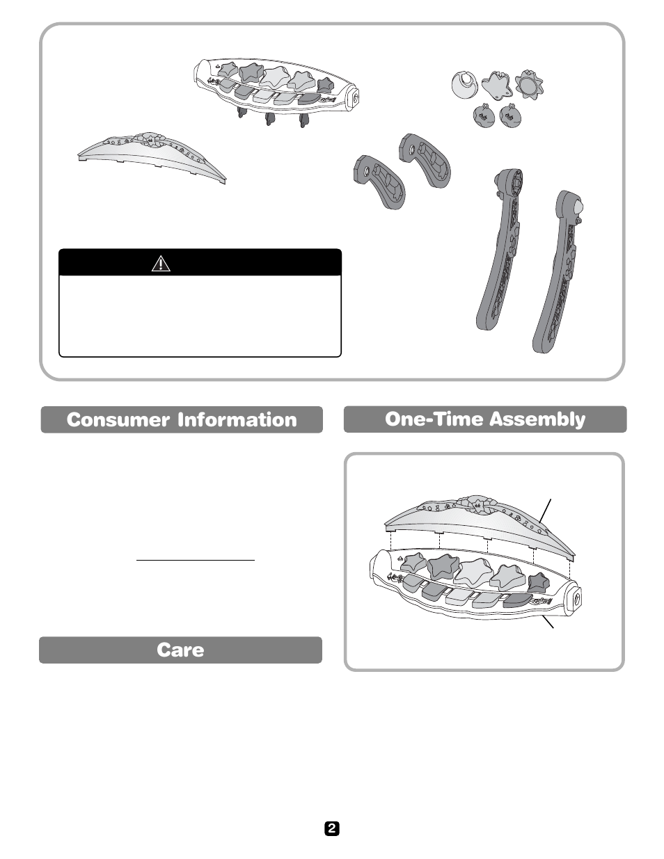 Consumer information, One-time assembly, Care | Warning | Fisher-Price CLASSICAL CHORUS B0846 User Manual | Page 2 / 6
