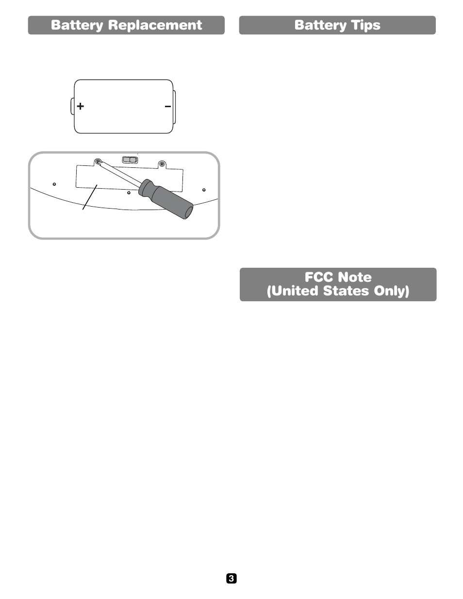 Battery replacement, Battery tips | Fisher-Price CLASSICAL CHORUS B0846 User Manual | Page 3 / 6