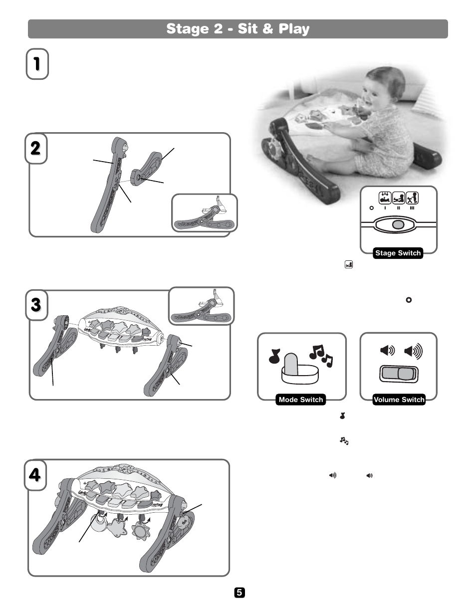 Stage 2 - sit & play | Fisher-Price CLASSICAL CHORUS B0846 User Manual | Page 5 / 6