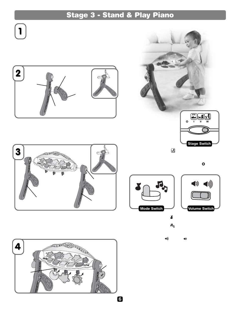 Stage 3 - stand & play piano | Fisher-Price CLASSICAL CHORUS B0846 User Manual | Page 6 / 6