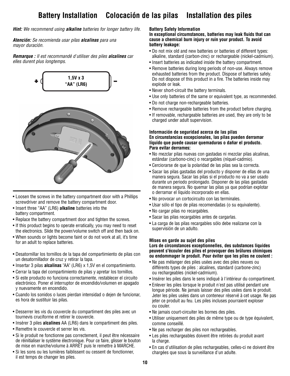 Fisher-Price V0206 User Manual | Page 10 / 16