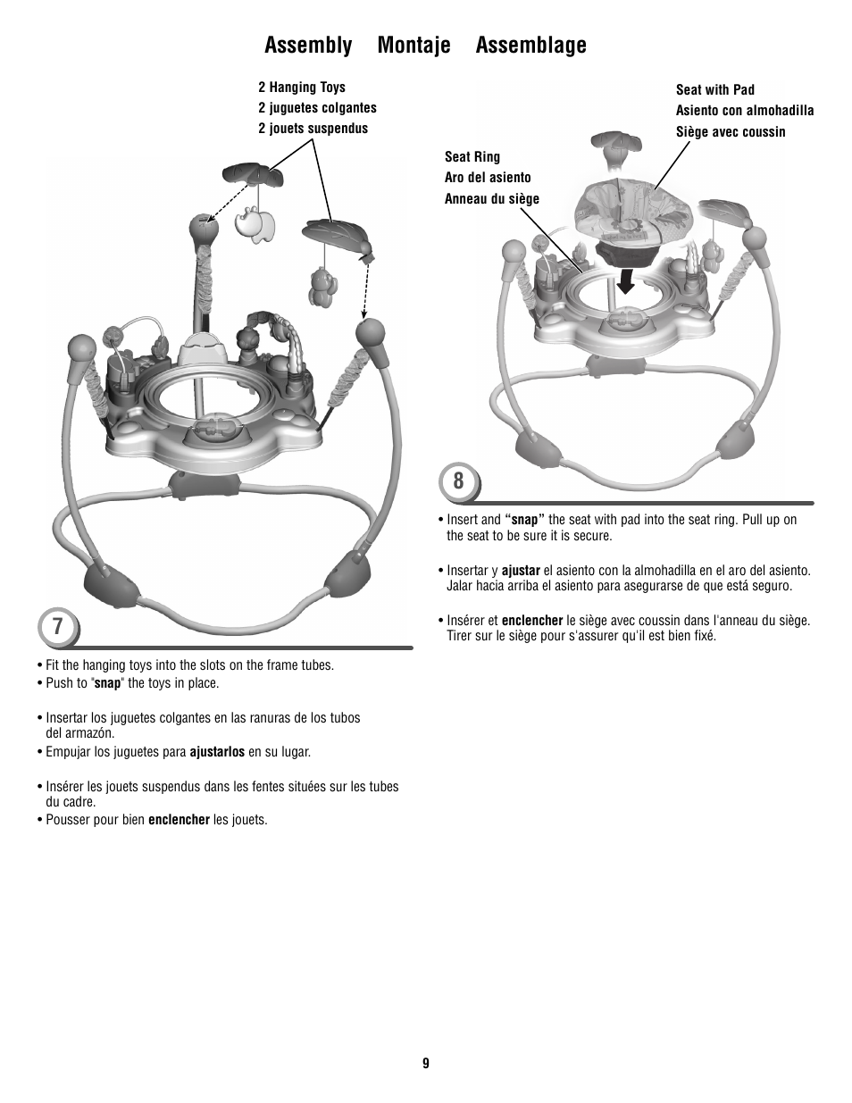 Assembly montaje assemblage | Fisher-Price V0206 User Manual | Page 9 / 16