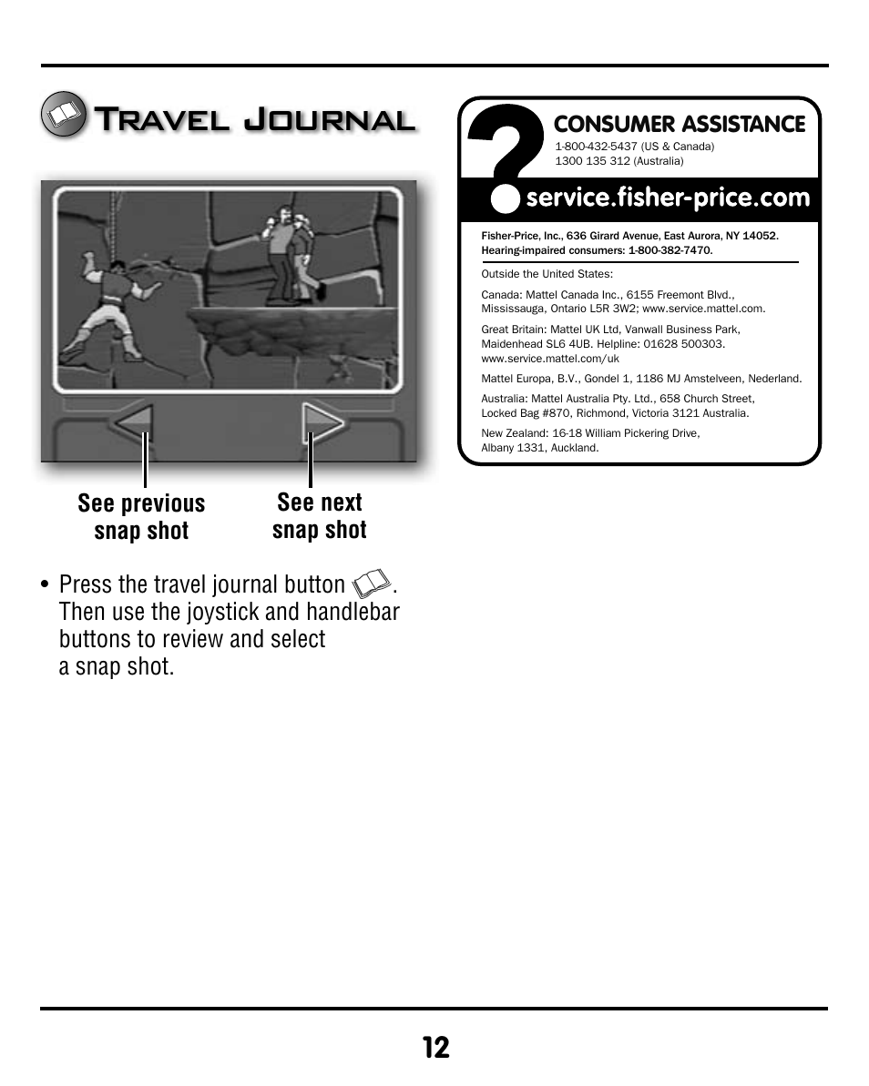 Travel journal | Fisher-Price SMART CYCLE RACER V8311 User Manual | Page 12 / 12