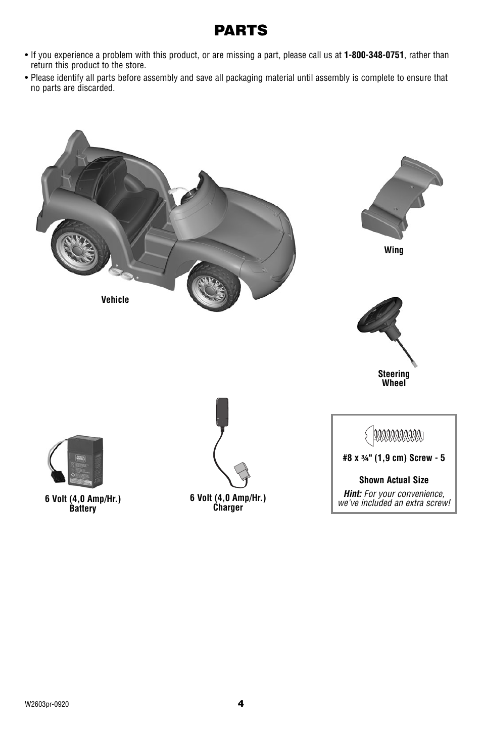 Parts | Fisher-Price Lil' Lightning McQueen W2603 User Manual | Page 4 / 20