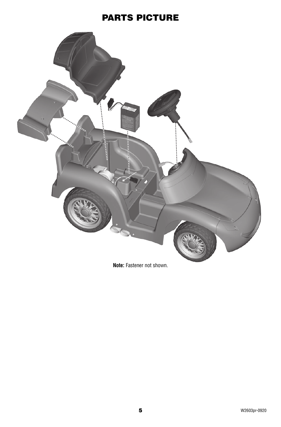 Parts picture | Fisher-Price Lil' Lightning McQueen W2603 User Manual | Page 5 / 20