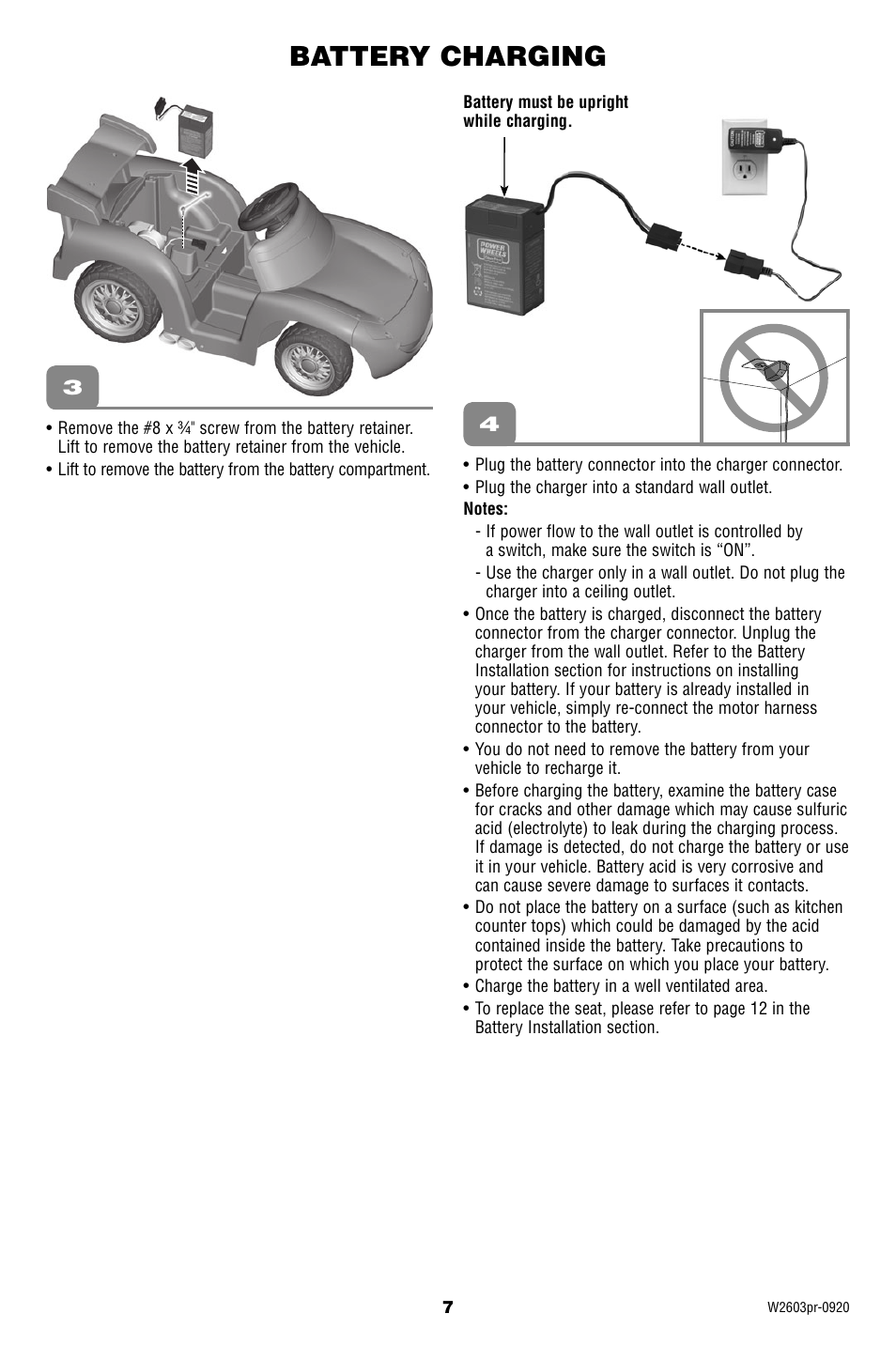 Battery charging | Fisher-Price Lil' Lightning McQueen W2603 User Manual | Page 7 / 20