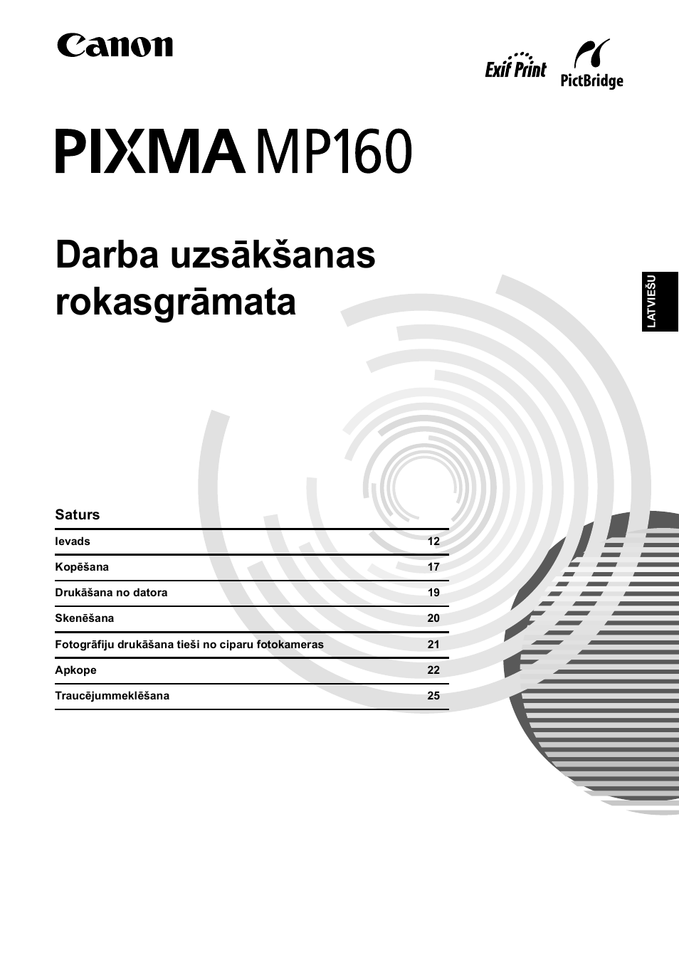 Darba uzsākšanas rokasgrāmata | Canon Pixma MP 190 User Manual | Page 115 / 396