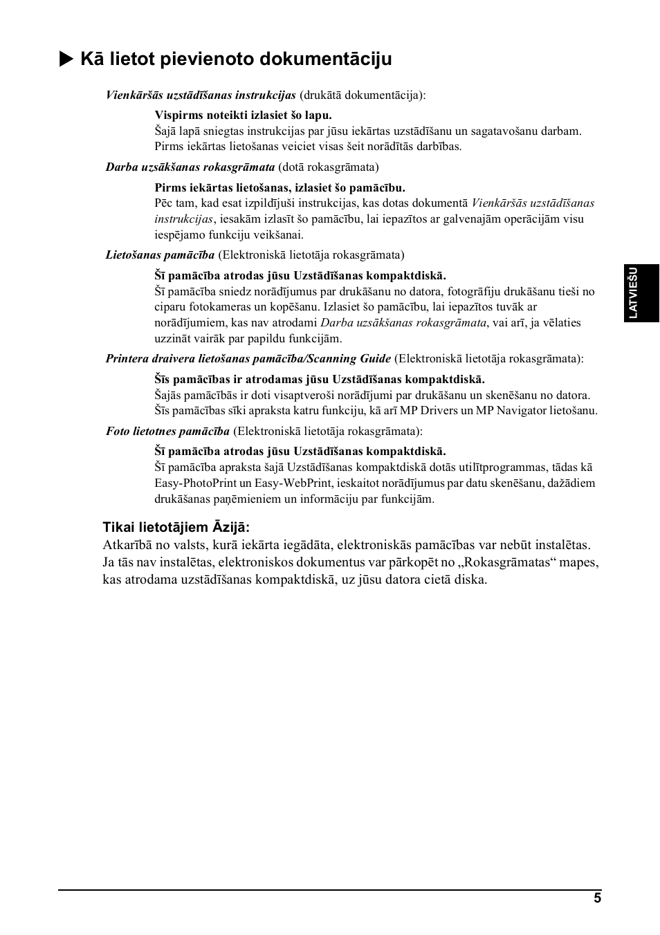 X kā lietot pievienoto dokumentāciju | Canon Pixma MP 190 User Manual | Page 119 / 396
