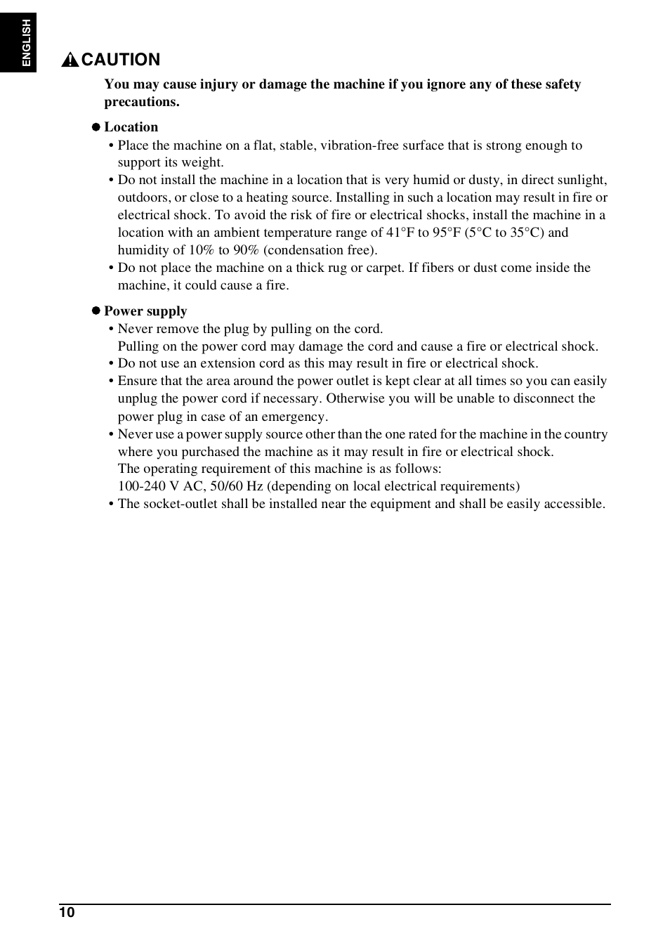Caution | Canon Pixma MP 190 User Manual | Page 12 / 396