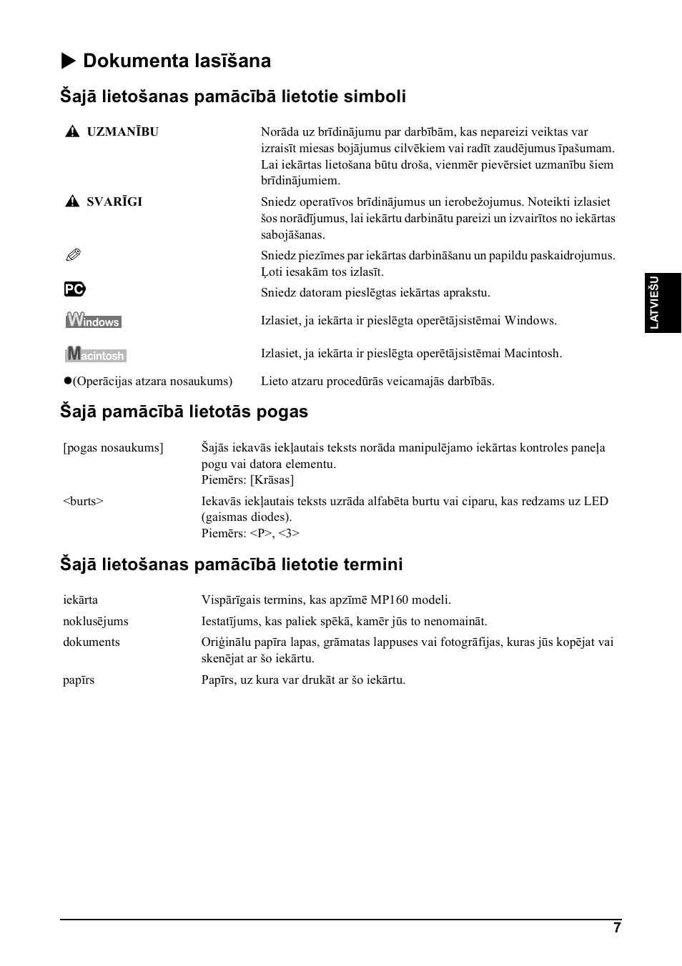X dokumenta lasīšana | Canon Pixma MP 190 User Manual | Page 121 / 396