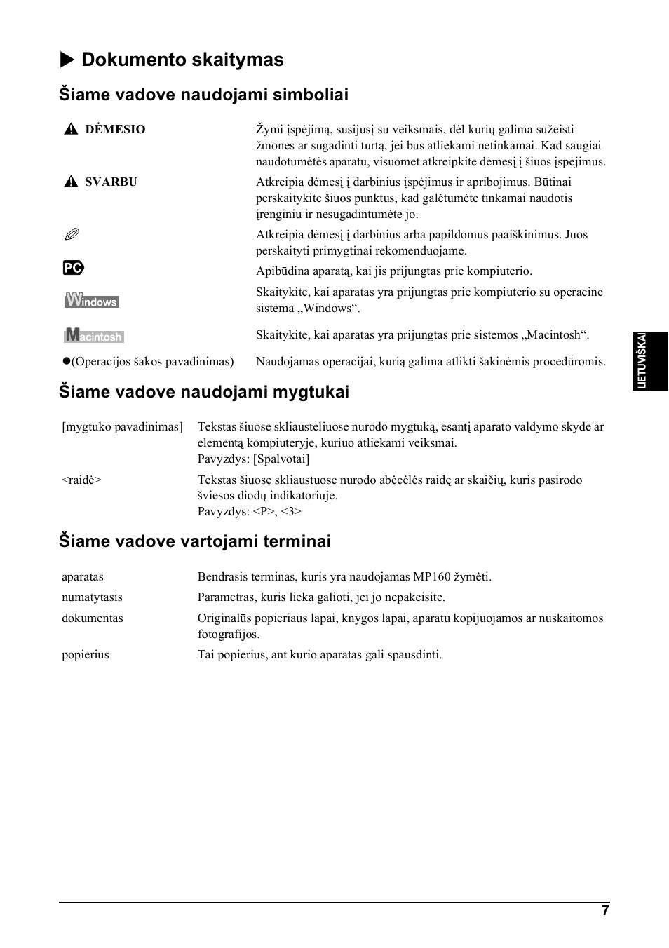 X dokumento skaitymas | Canon Pixma MP 190 User Manual | Page 149 / 396