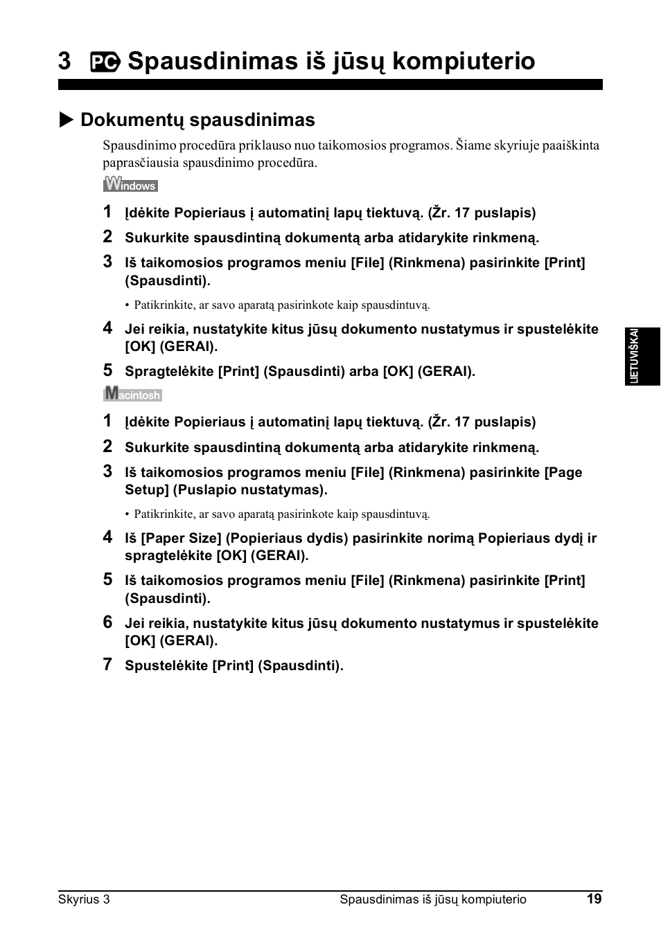 3spausdinimas iš jūsų kompiuterio, X dokumentų spausdinimas | Canon Pixma MP 190 User Manual | Page 161 / 396