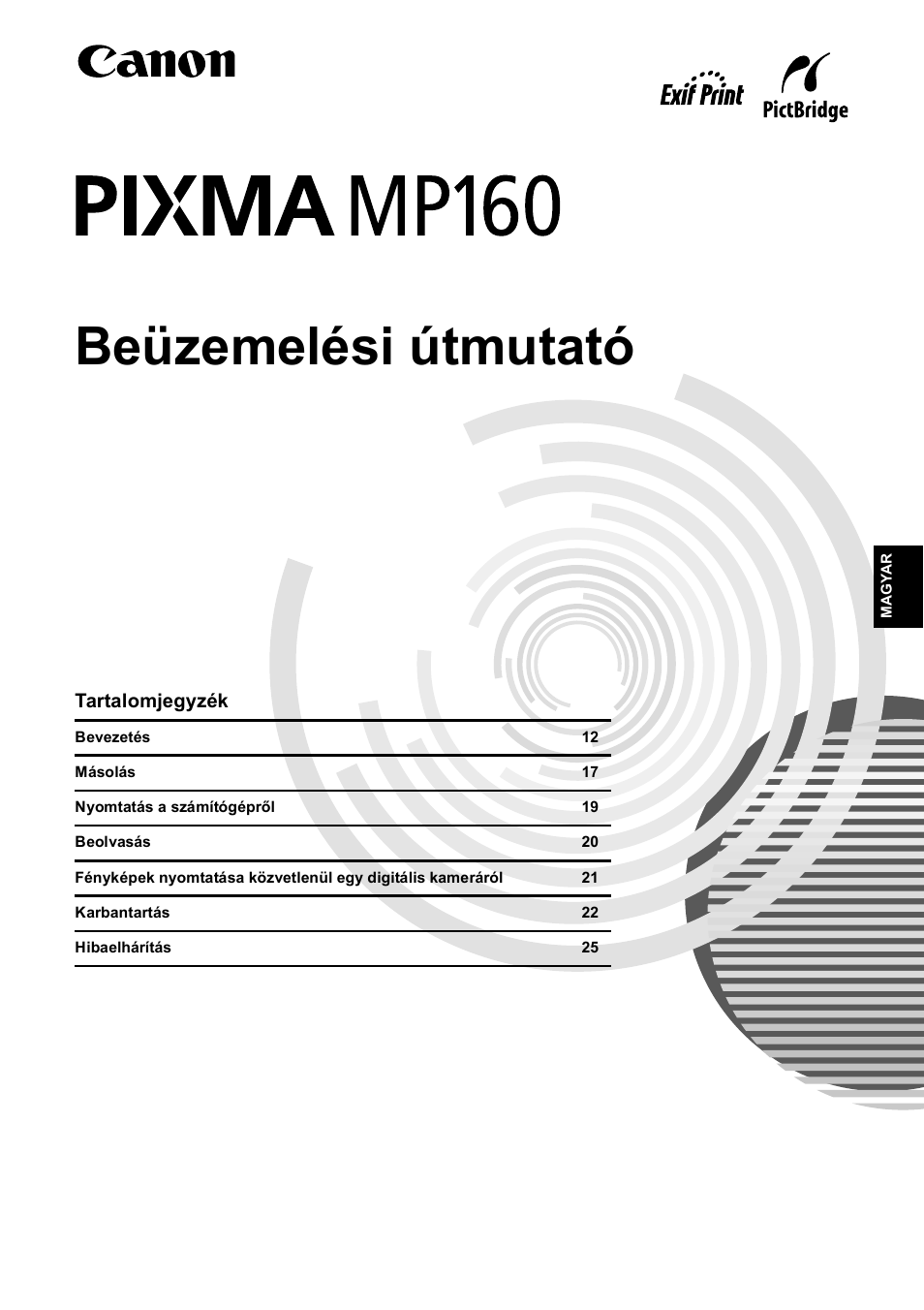 Beüzemelési útmutató | Canon Pixma MP 190 User Manual | Page 171 / 396