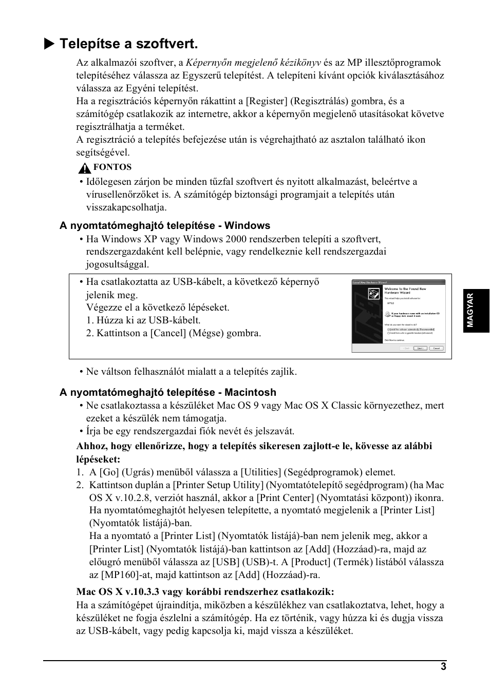 X telepítse a szoftvert | Canon Pixma MP 190 User Manual | Page 173 / 396