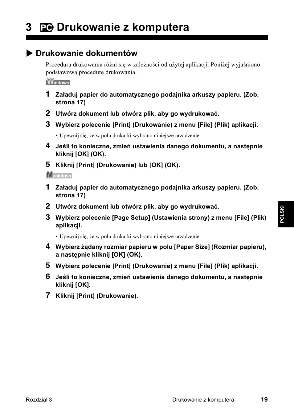 3drukowanie z komputera, X drukowanie dokumentów | Canon Pixma MP 190 User Manual | Page 217 / 396