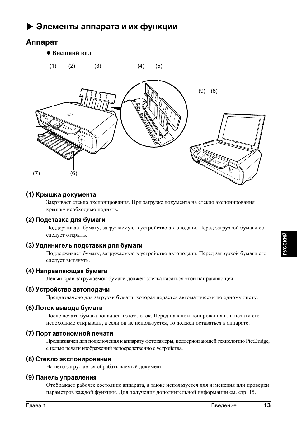 X элементы аппарата и их функции, Аппарат | Canon Pixma MP 190 User Manual | Page 239 / 396