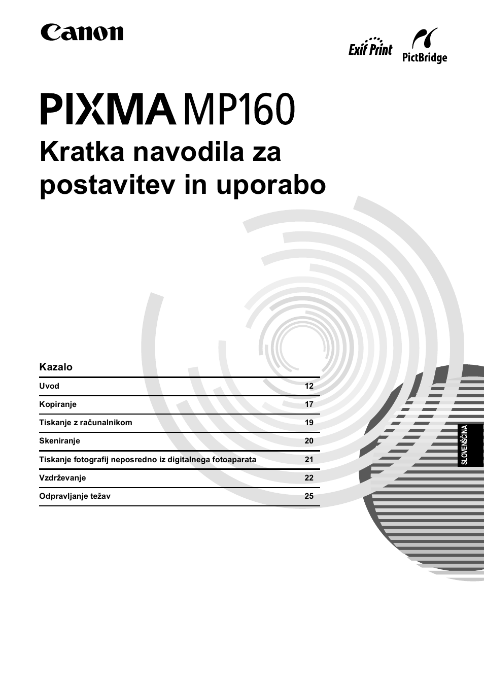 Kratka navodila za postavitev in uporabo | Canon Pixma MP 190 User Manual | Page 255 / 396