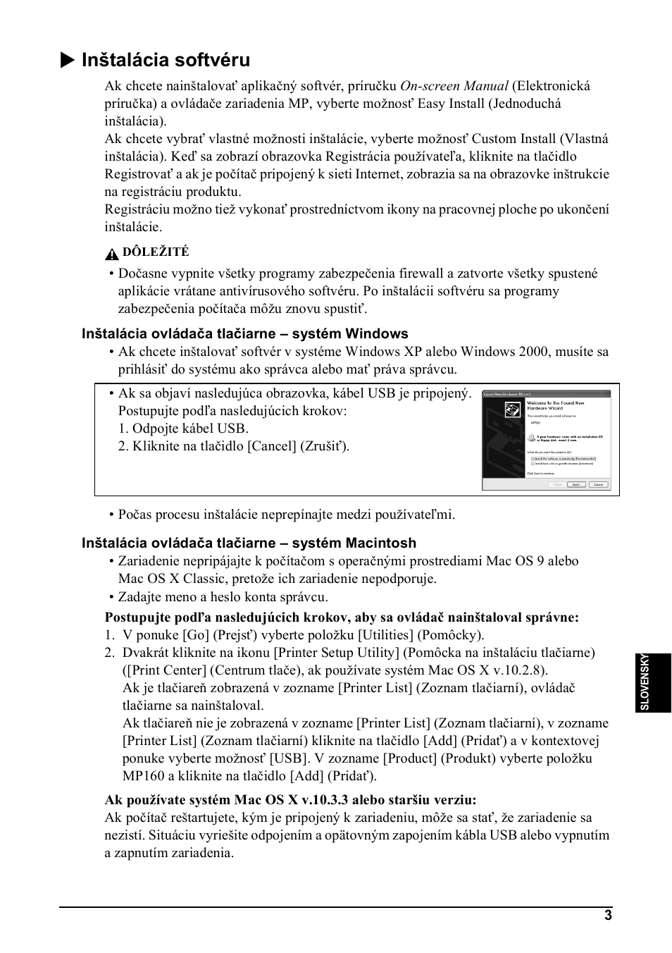 X inštalácia softvéru | Canon Pixma MP 190 User Manual | Page 285 / 396