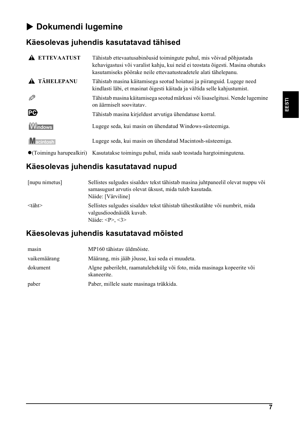 X dokumendi lugemine | Canon Pixma MP 190 User Manual | Page 93 / 396
