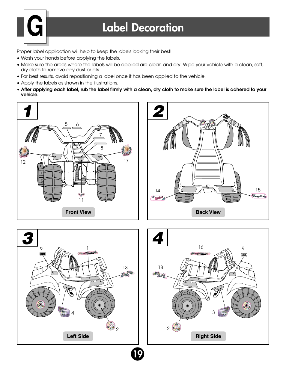 Label decoration | Fisher-Price BARBIE 76980 User Manual | Page 19 / 36