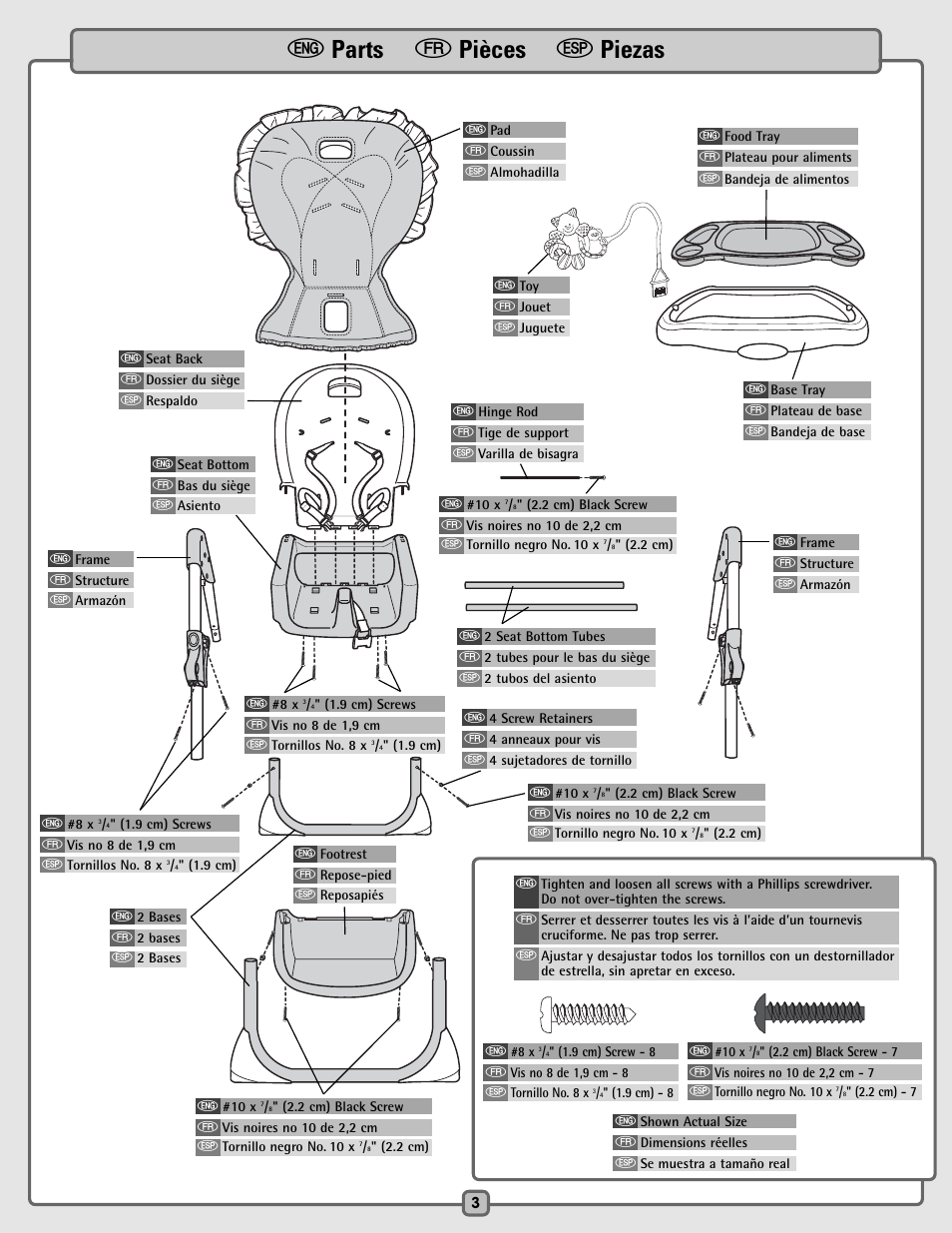 E parts f pièces s piezas | Fisher-Price C5936 User Manual | Page 3 / 24