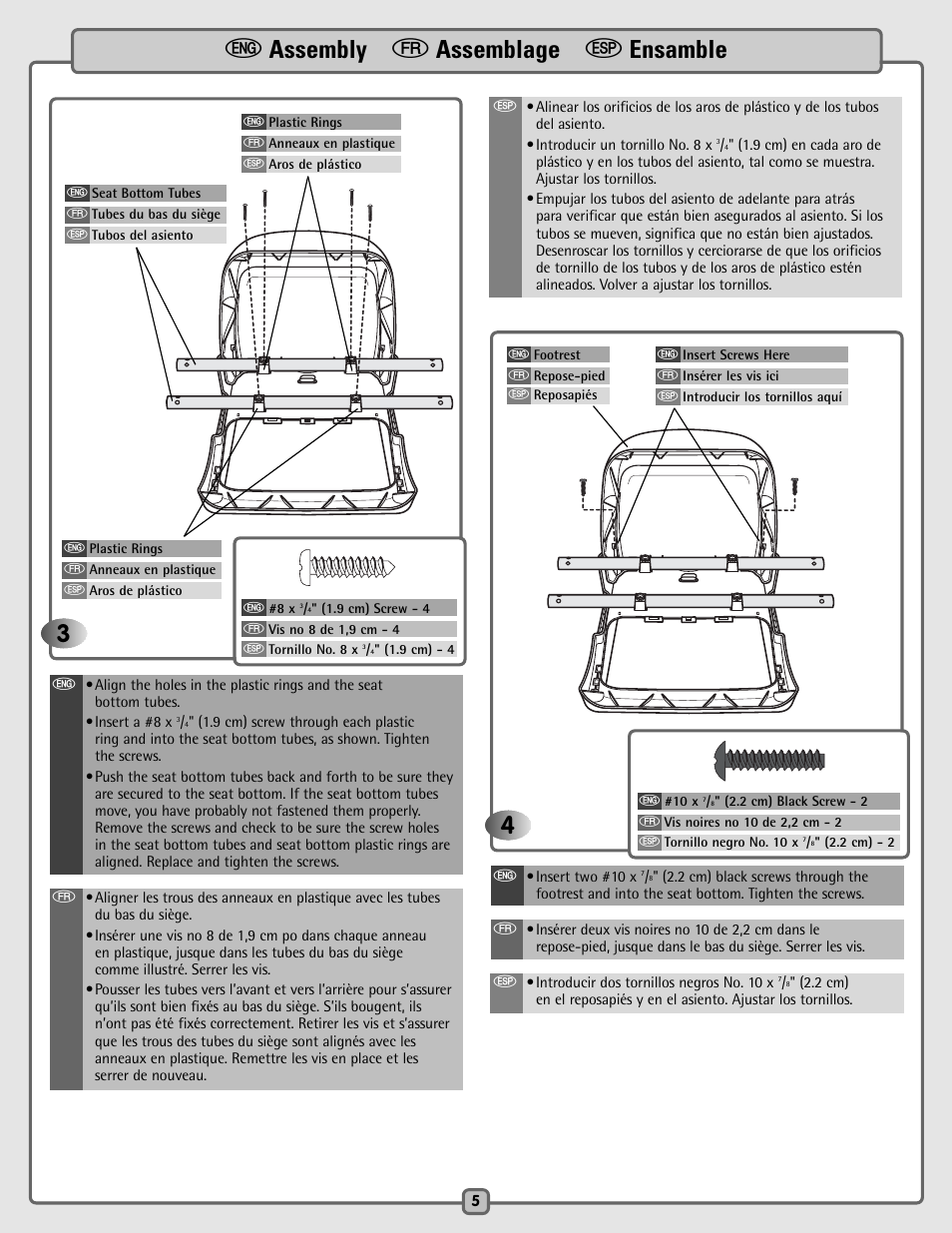 E assembly f assemblage s ensamble 4 | Fisher-Price C5936 User Manual | Page 5 / 24