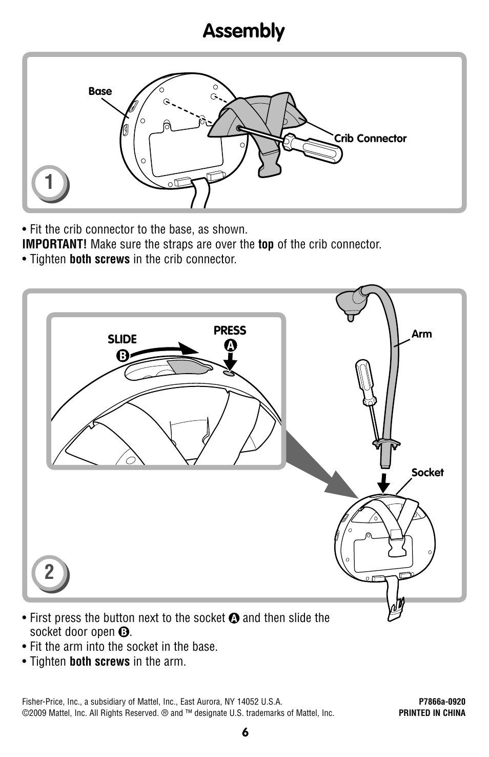 Assembly | Fisher-Price P7866 User Manual | Page 6 / 12