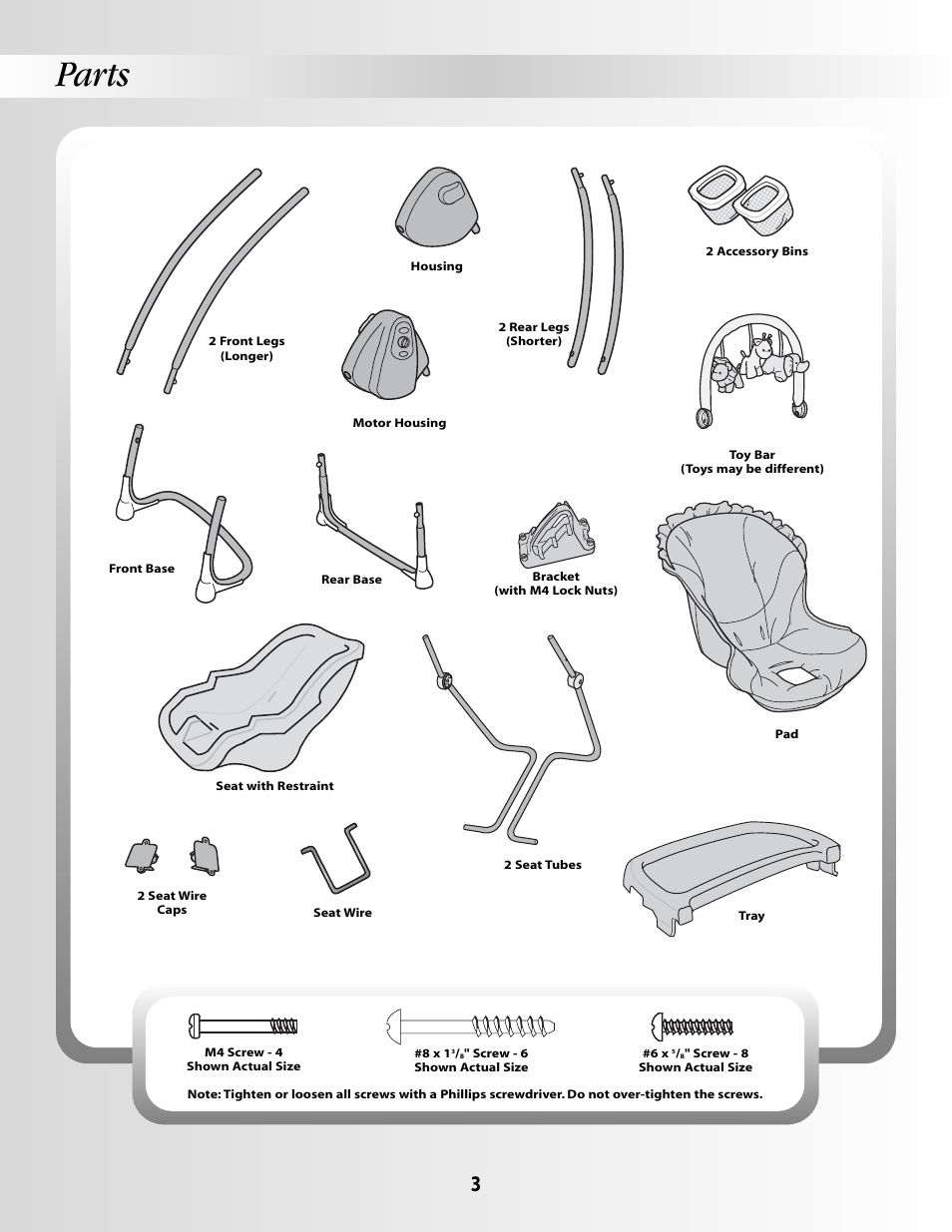 Parts | Fisher-Price B2108 User Manual | Page 3 / 16