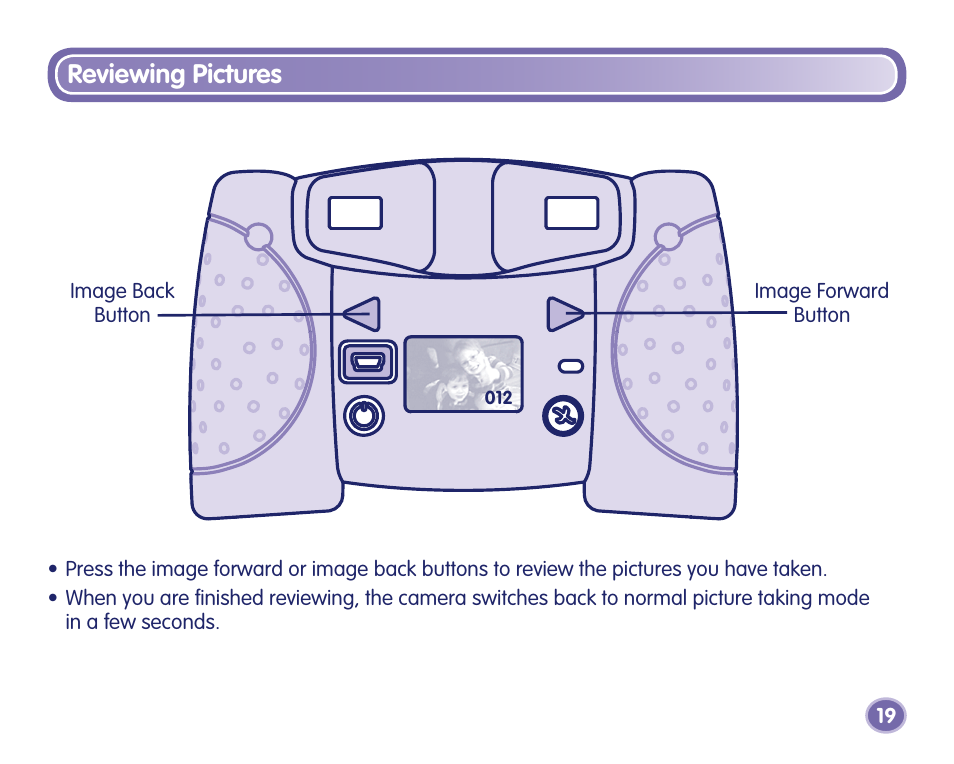 Reviewing pictures | Fisher-Price J8209 User Manual | Page 19 / 40