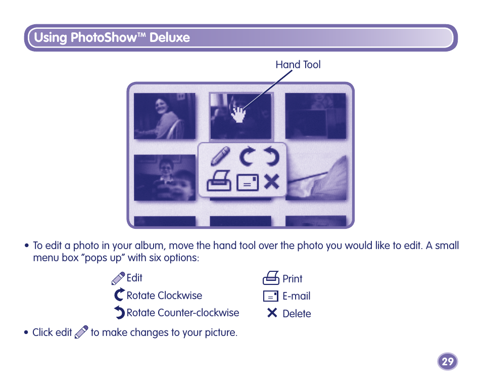 Using photoshow, Deluxe | Fisher-Price J8209 User Manual | Page 29 / 40