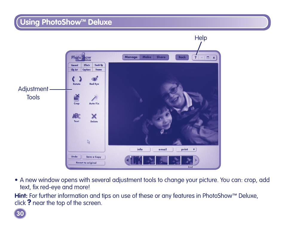 Using photoshow, Deluxe | Fisher-Price J8209 User Manual | Page 30 / 40