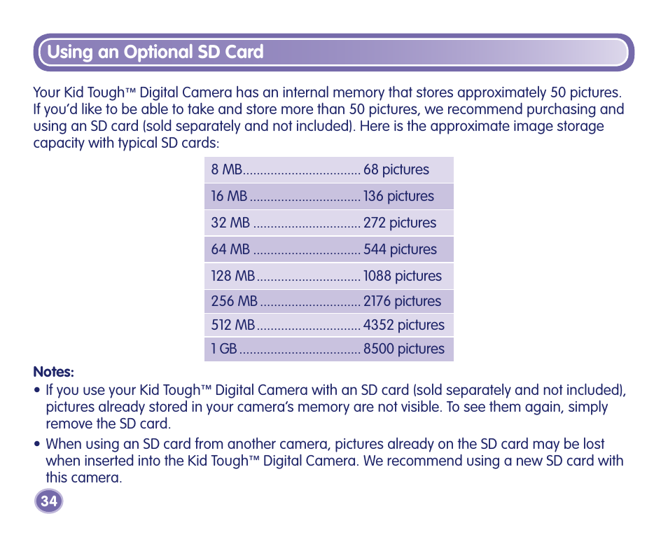 Using an optional sd card | Fisher-Price J8209 User Manual | Page 34 / 40