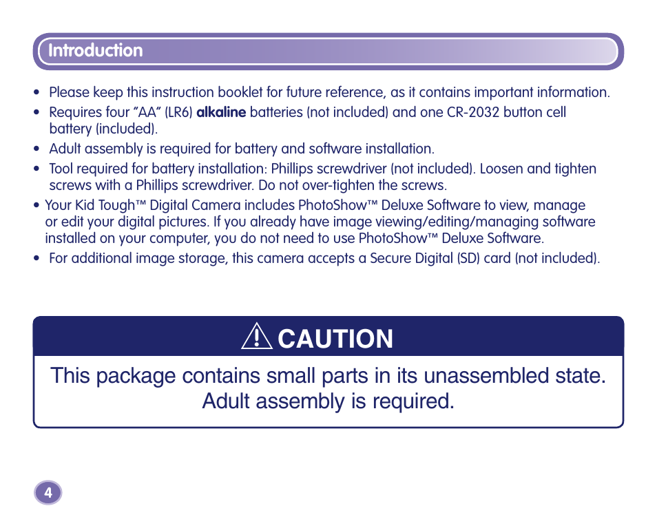 Caution, Introduction | Fisher-Price J8209 User Manual | Page 4 / 40