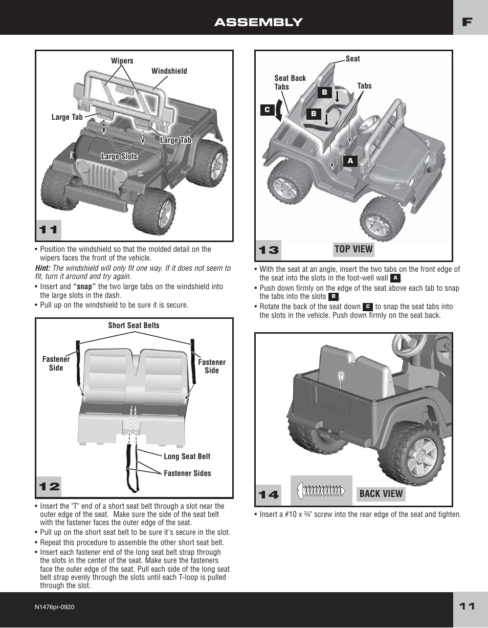 Assembly | Fisher-Price JEEP RUBICON H4433 User Manual | Page 11 / 24