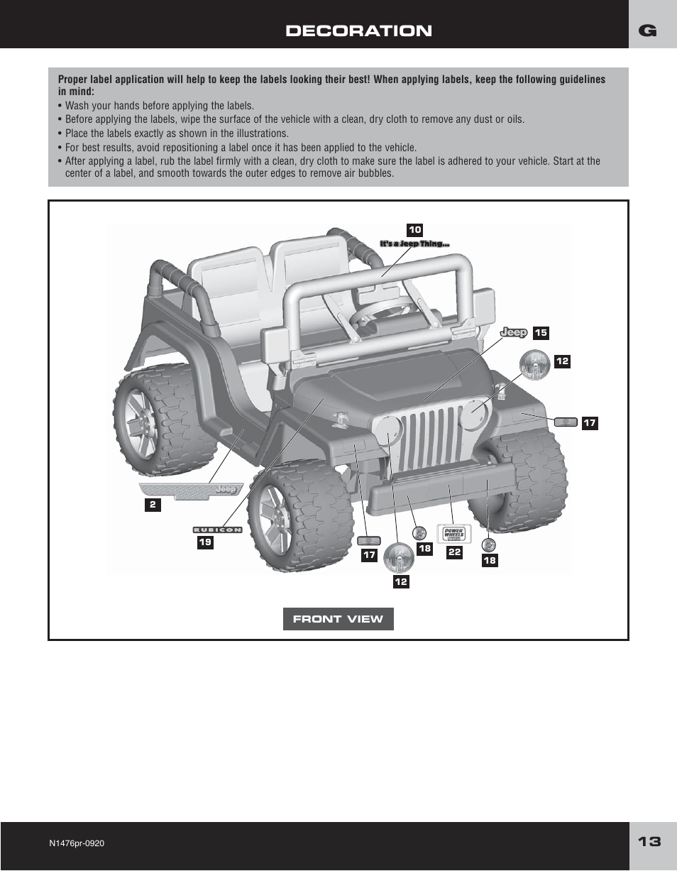 Fisher-Price JEEP RUBICON H4433 User Manual | Page 13 / 24