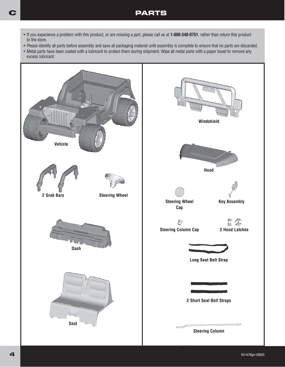 Parts | Fisher-Price JEEP RUBICON H4433 User Manual | Page 4 / 24