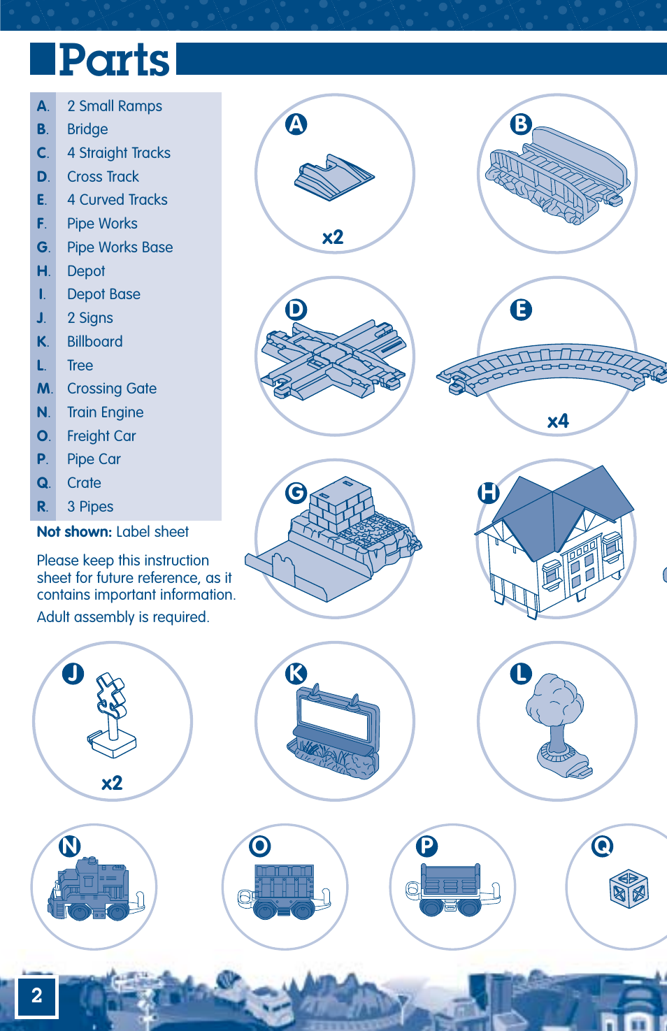 Parts, X2 x4 2 | Fisher-Price GEOTRAX C1857 User Manual | Page 2 / 8