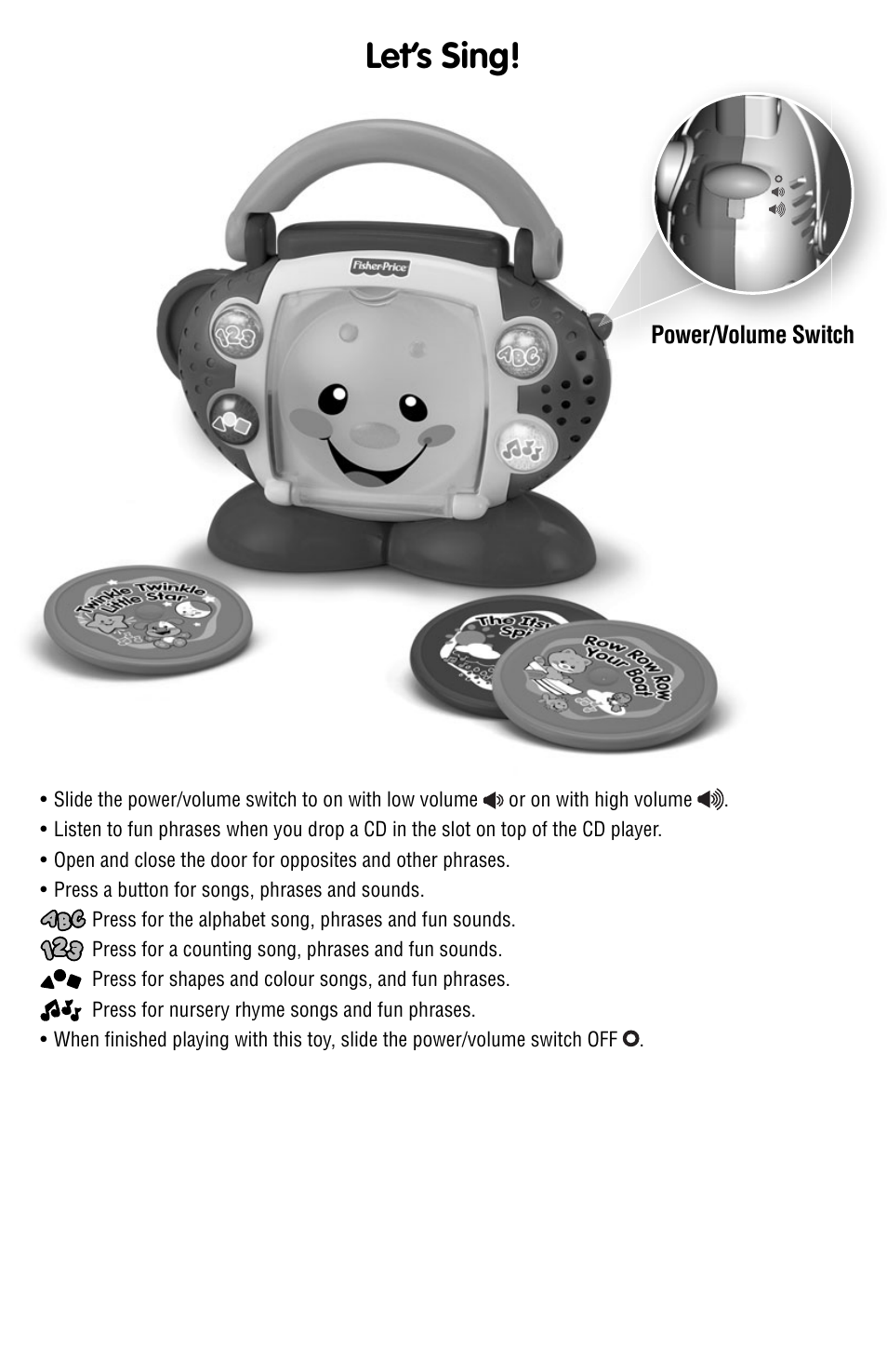 Let’s sing | Fisher-Price P2670 User Manual | Page 3 / 4